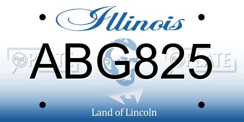 ABG825 Illinois License Plate