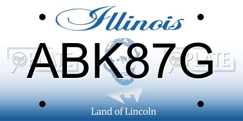 ABK87G Illinois License Plate