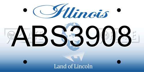 ABS3908 Illinois License Plate