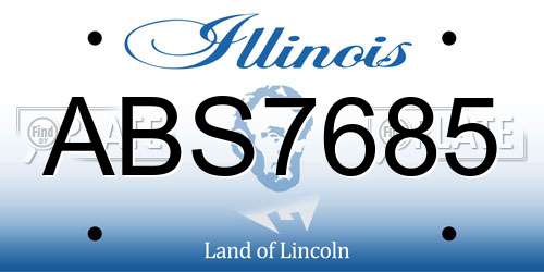 ABS7685 Illinois License Plate