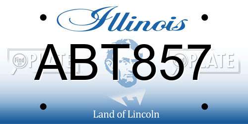 ABT857 Illinois License Plate