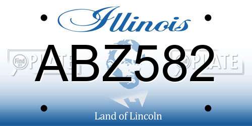 ABZ582 Illinois License Plate