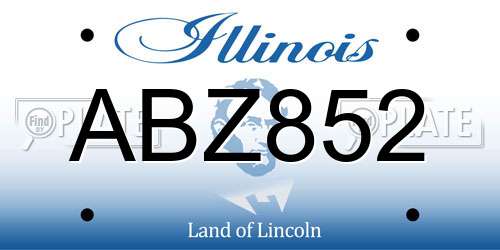 ABZ852 Illinois License Plate