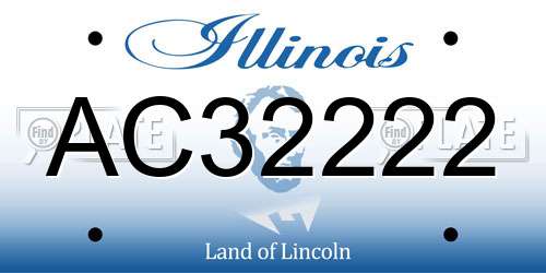 AC32222 Illinois License Plate
