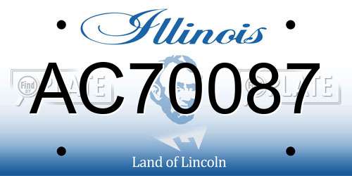 AC70087 Illinois License Plate