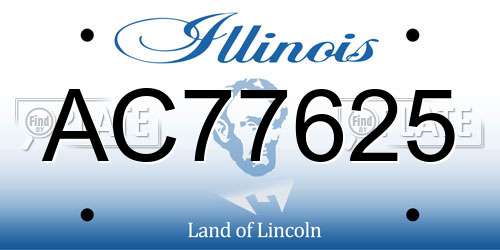 AC77625 Illinois License Plate
