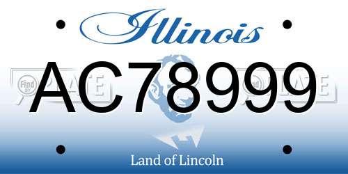 AC78999 Illinois License Plate
