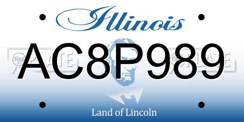 AC8P989 Illinois License Plate