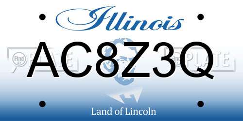 AC8Z3Q Illinois License Plate