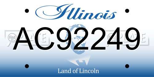 AC92249 Illinois License Plate