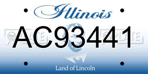 AC93441 Illinois License Plate