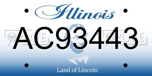 AC93443 Illinois License Plate