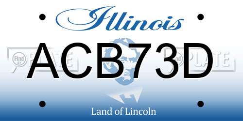 ACB73D Illinois License Plate