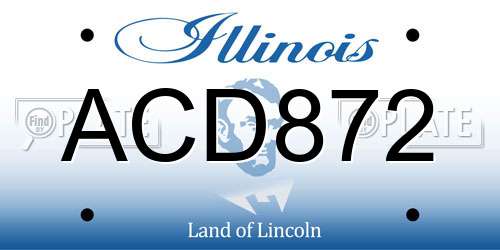 ACD872 Illinois License Plate