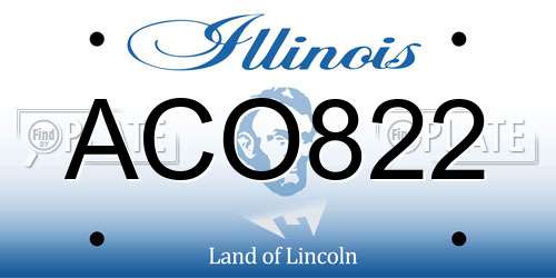 ACO822 Illinois License Plate