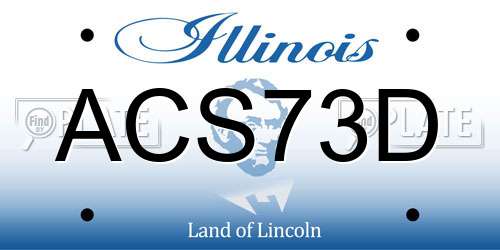 ACS73D Illinois License Plate