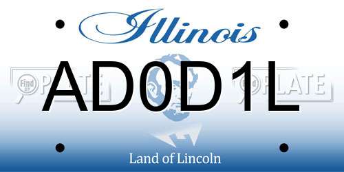 AD0D1L Illinois License Plate