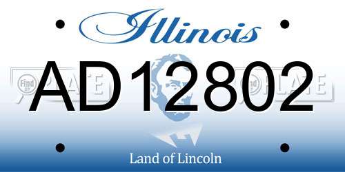 AD12802 Illinois License Plate