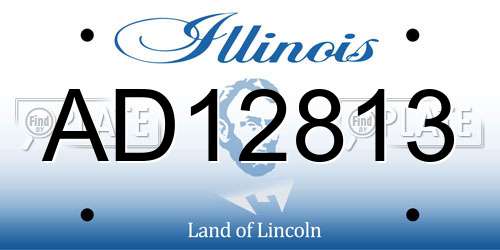 AD12813 Illinois License Plate