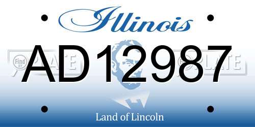 AD12987 Illinois License Plate