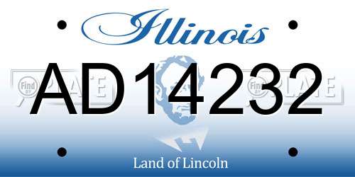 AD14232 Illinois License Plate