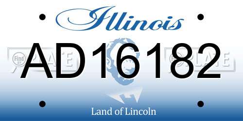 AD16182 Illinois License Plate