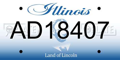 AD18407 Illinois License Plate