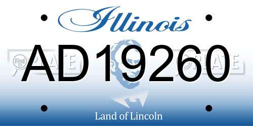 AD19260 Illinois License Plate