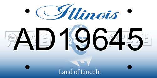 AD19645 Illinois License Plate