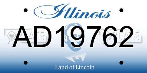 AD19762 Illinois License Plate