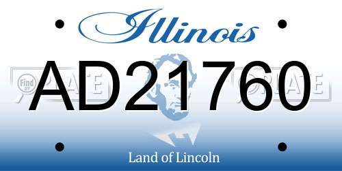 AD21760 Illinois License Plate