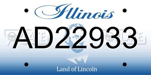 AD22933 Illinois License Plate