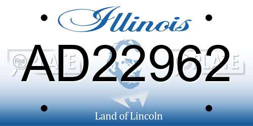 AD22962 Illinois License Plate