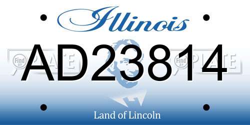 AD23814 Illinois License Plate