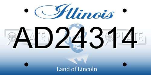 AD24314 Illinois License Plate