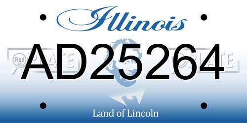 AD25264 Illinois License Plate