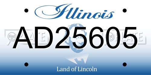AD25605 Illinois License Plate