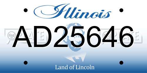 AD25646 Illinois License Plate