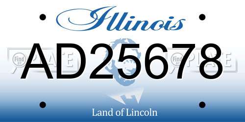 AD25678 Illinois License Plate