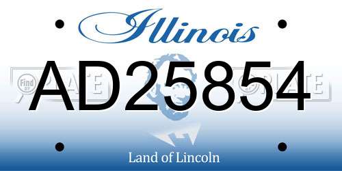 AD25854 Illinois License Plate