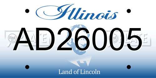 AD26005 Illinois License Plate