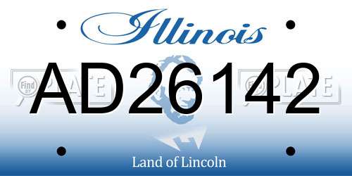 AD26142 Illinois License Plate
