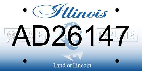 AD26147 Illinois License Plate
