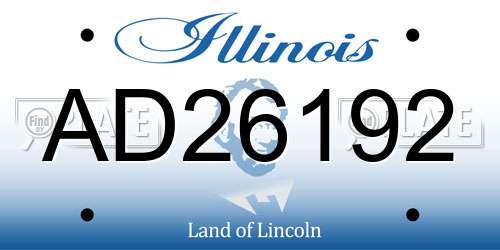 AD26192 Illinois License Plate
