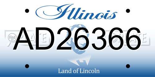 AD26366 Illinois License Plate