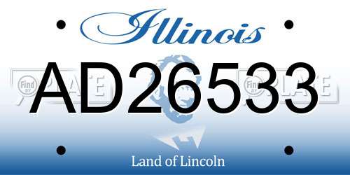 AD26533 Illinois License Plate