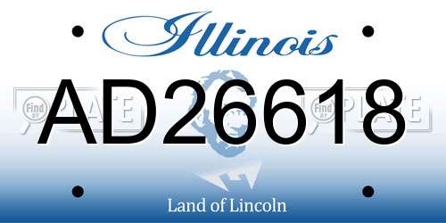 AD26618 Illinois License Plate