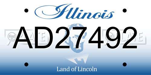 AD27492 Illinois License Plate