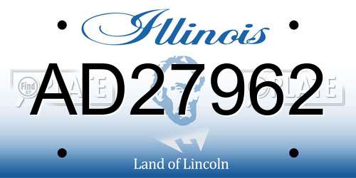 AD27962 Illinois License Plate