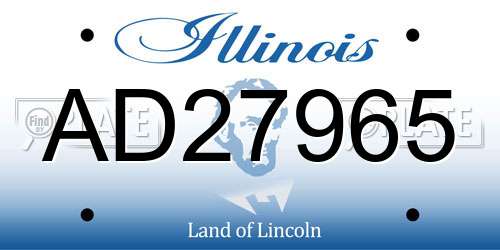 AD27965 Illinois License Plate